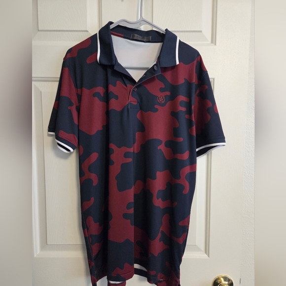 G/FORE Burgundy and Blue Camouflage Polo - Picture 1 of 3